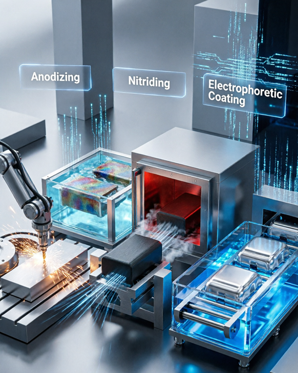 Precision Machining and Post-Processing of Hardware Parts: Nitriding, Anodizing, Sandblasting, and Electrocoating